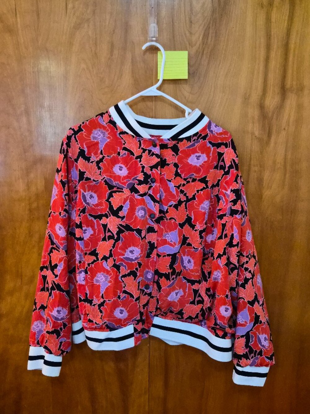 Who What Wear Floral Bomber Jacket | Women's Plus Size 4X | Red & Purple Lightwe